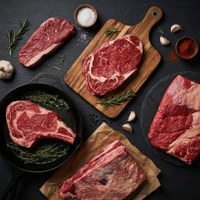 My Butcher Box — Box Découverte Angus — Entrecôte, faux-filet, côte à l'os, short ribs et brisket Angus — boucherie en ligne France