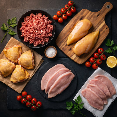 My Butcher Box — Box Maxi Kids — viande hachée Angus, filets et hauts de cuisse poulet jaune, escalopes dinde et veau — boucherie en ligne France