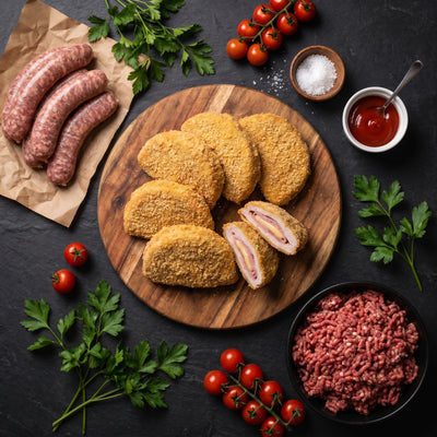 My Butcher Box — Box Mini Kids — cordons bleus de porc, saucisses de campagne, viande hachée Angus — boucherie en ligne France