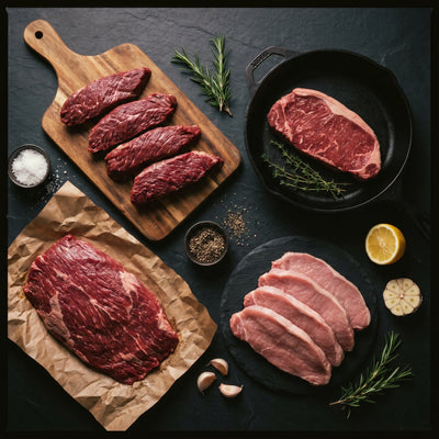 My Butcher Box — Box Les Snacks — onglets, bavette, faux filet Holstein, escalopes de veau — boucherie en ligne France